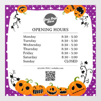 Öffnungszeiten | Geschäft-Logo Öffnung Halloween Fensteraufkleber