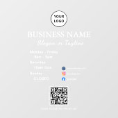 Öffnungszeiten Geschäft Moderner Schriftzug & QR,  Fensteraufkleber (Blatt)