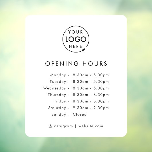 Öffnungszeiten | Geschäftslogos Eröffnungszeiten M Fensteraufkleber (Blatt 3)