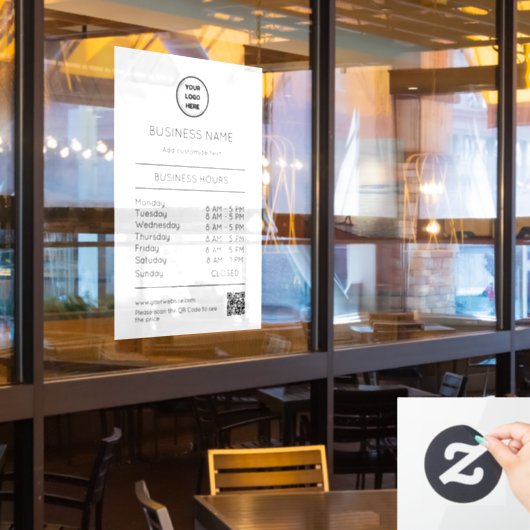 Öffnungszeiten Geschäftslogos Öffnungszeiten Moder Fensteraufkleber (Restaurantfenster)