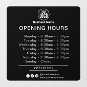 Öffnungszeiten | Geschäftsöffnungszeiten Schwarz Fensteraufkleber (Blatt)