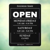 Öffnungszeiten | Geschäftsöffnungszeiten Schwarz Fensteraufkleber (Blatt 3)