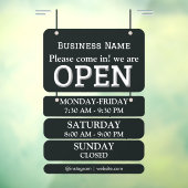 Öffnungszeiten | Geschäftsöffnungszeiten Schwarz Fensteraufkleber (Blatt 3)