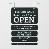 Öffnungszeiten | Geschäftsöffnungszeiten Schwarz Fensteraufkleber (Blatt)