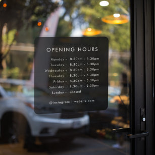 Öffnungszeiten   Geschäftsöffnungszeiten Schwarz Fensteraufkleber