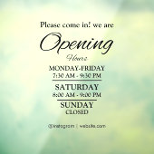 Öffnungszeiten | Geschäftsöffnungszeiten Schwarz Fensteraufkleber (Blatt 3)