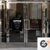 Öffnungszeiten | Geschäftsöffnungszeiten Schwarz Fensteraufkleber (Büro Tür)