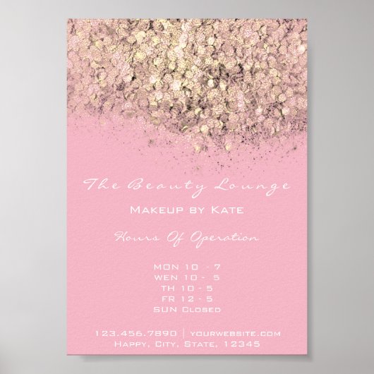 Öffnungszeiten Goldpastellbüro Confetti Pink Poster (Vorne)