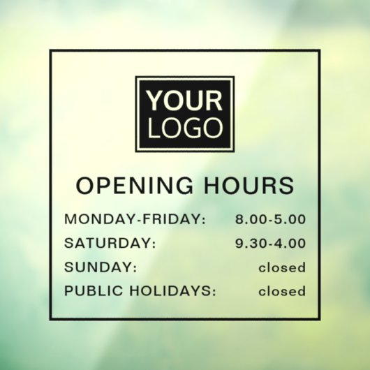 Öffnungszeiten hinzufügen Logo schwarz und transpa Fensteraufkleber (Blatt 3)