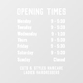 Öffnungszeiten im Shop oder Öffnungszeiten Fensteraufkleber (Blatt)