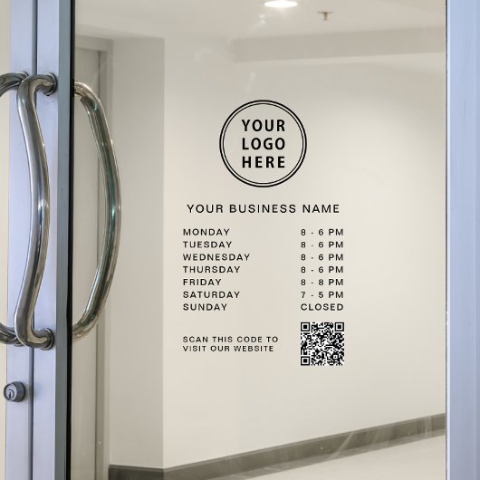 Öffnungszeiten Logo QR Code Fensteraufkleber