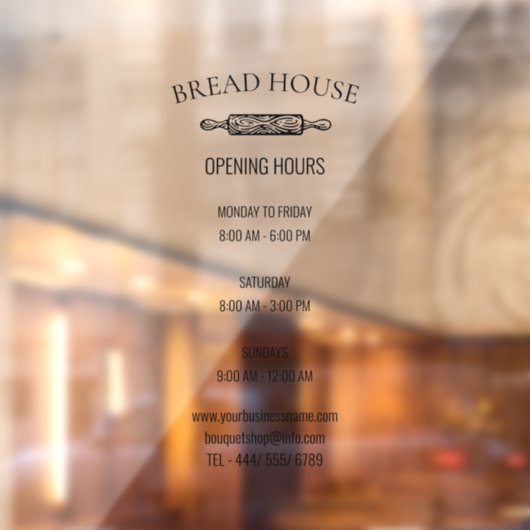 Öffnungszeiten Lokale Bäckerei Shop Fensterheber Fensteraufkleber (Blatt 2)