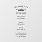 Öffnungszeiten Lokale Bäckerei Shop Fensterheber Fensteraufkleber (Blatt)