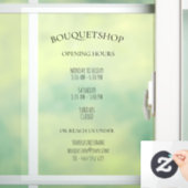 Öffnungszeiten mit Geschäftsinformationen Fensteraufkleber (Zuhause)