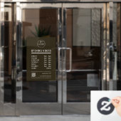Öffnungszeiten mit Logo QR Code Braun Fensteraufkleber (Büro Tür)