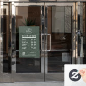 Öffnungszeiten mit Logo QR-Code Grün Fensteraufkleber (Büro Tür)