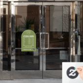 Öffnungszeiten mit Qr-Code-Logo-Seite grüner Pfeil Fensteraufkleber (Büro Tür)