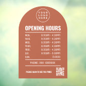 Öffnungszeiten mit QR-Code Logo Terracotta Arch Fensteraufkleber (Blatt 3)
