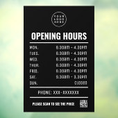 Öffnungszeiten mit QR-Code und Firmenlogo Fensteraufkleber (Blatt 3)