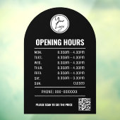 Öffnungszeiten mit QR-Code und schwarzer Pfeil Fensteraufkleber (Blatt 3)