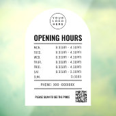 Öffnungszeiten mit weißem QR-Code-Logo Fensteraufkleber (Blatt 3)