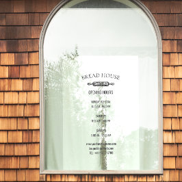 Öffnungszeiten örtlicher Bäckereiladen Fensteraufkleber