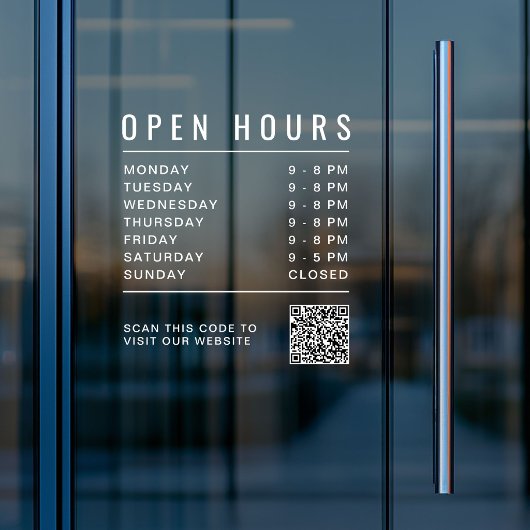 Öffnungszeiten-QR-Code für Unternehmen Fensteraufkleber