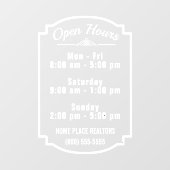 Öffnungszeiten Store Business DIY Weiß Fensteraufkleber (Blatt)