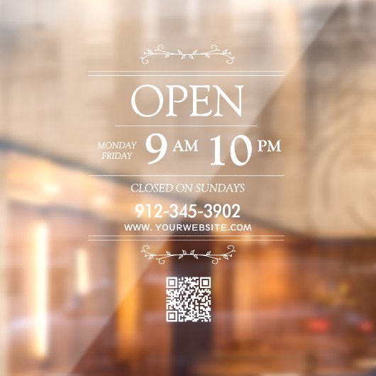 Öffnungszeiten Transparenter QR Code Moderner Fensteraufkleber (Blatt 2)