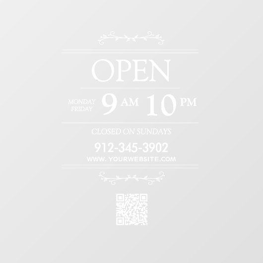 Öffnungszeiten Transparenter QR Code Moderner Fensteraufkleber (Blatt)