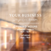 Öffnungszeiten und Namensnennung des Geschäftsfens Fensteraufkleber (Blatt 2)