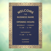 Öffnungszeiten Vintage Blue Gold Rose Elegant Fensteraufkleber (Blatt 3)