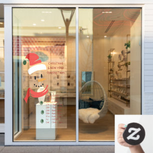 Öffnungszeiten Weihnachten und Neujahr Santa Schne Fensteraufkleber