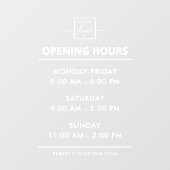 Öffnungszeiten weiß oder jedes Farblogo Fensteraufkleber (Blatt)