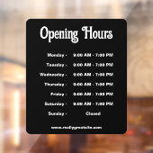 Öffnungszeiten Zeit modern Schwarz und Weiß Fensteraufkleber (Blatt 2)