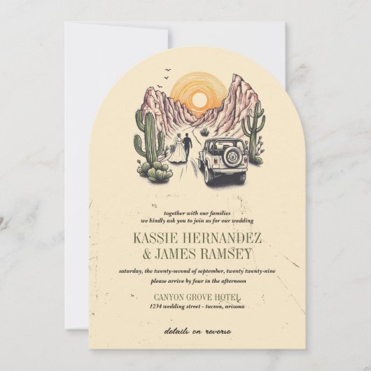 Offroad Canyon Couple Wedding Einladung (Vorderseite)