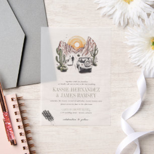 Offroad Canyon Couple Wedding Pergament Einladungen