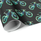 Offroad Downhill Sport Xtreme Wasserfarben Kunst, Geschenkpapier (Rolleneckpunkt)