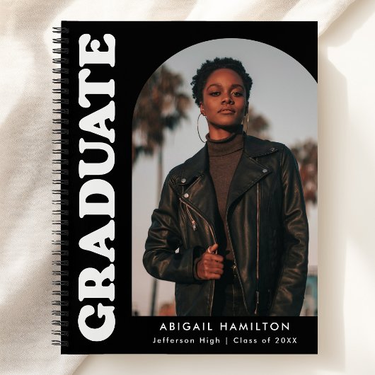 Offset Arch Black Foto Abschluss Gästebuch Notizblock