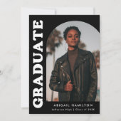 Offset Arch Black Foto Graduation Party Einladung (Vorderseite)