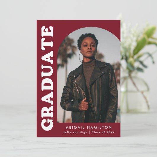 Offset Arch Burgundy 4 Foto Abschluss Ankündigung (Stehend Vorderseite)