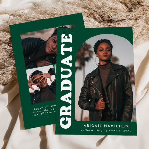 Offset Arch Green 4 Photo Graduation Ankündigung