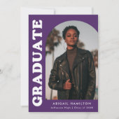 Offset Arch Lila Foto Graduation Party Einladung (Vorderseite)