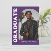 Offset Arch Lila Foto Graduation Party Einladung (Stehend Vorderseite)