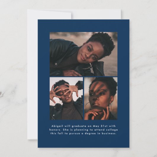 Offset Arch Navy Blue 4 Foto Abschluss Ankündigung (Rückseite)