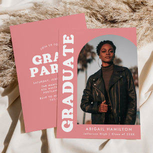 Offset Arch Pink Photo Graduation Party Einladung
