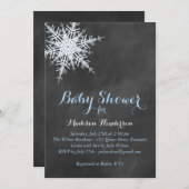 Offset Blue Chalk Snowflake Baby Dusche einladen Einladung (Vorne/Hinten)