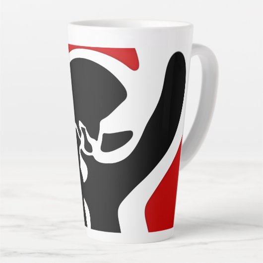 Offset Chamber: Abstract Black, White & Red Milchtasse (Rechte Ecke)