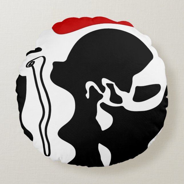 Offset Chamber: Abstract Black, White & Red Rundes Kissen (Vorderseite)