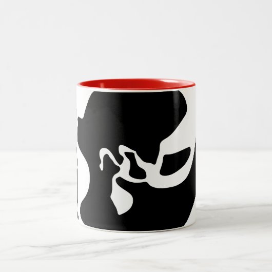 Offset Chamber: Abstract Black, White & Red Zweifarbige Tasse (Mittel)
